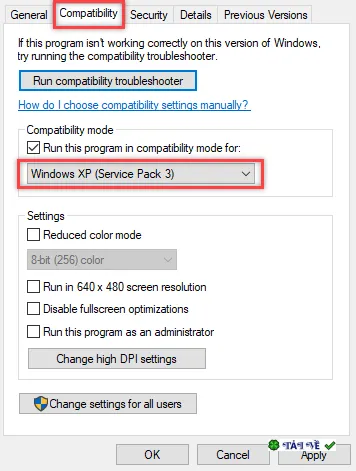 Run Compatibility Windows XP3