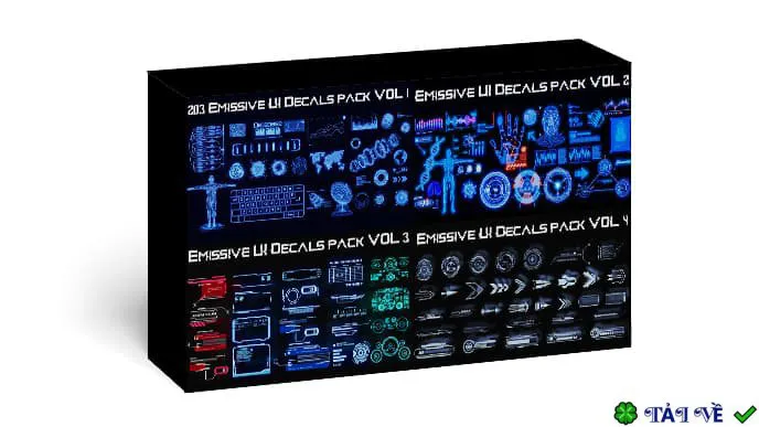 Emissive UI Decals Pack cho Blender: Tạo hiệu ứng giao diện phát sáng